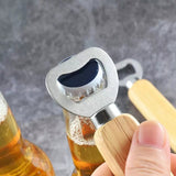 Portable Stainless Steel Bottle Opener Wood Handle Drink Cap Lid Beer Bottle Opener