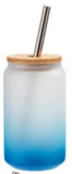 Cola Can Libby Frosted Coloured Glass With Bamboo Lid & Straw 13oz Sublimation Suitable