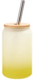 Cola Can Libby Frosted Coloured Glass With Bamboo Lid & Straw 13oz Sublimation Suitable