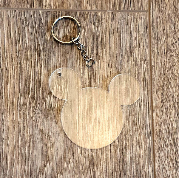 Mouse Head Clear Acrylic Keyring - 3 Sizes Available