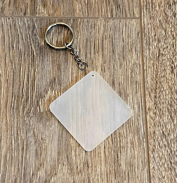 Square Diamond Clear Acrylic Keyring