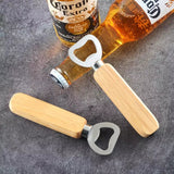 Portable Stainless Steel Bottle Opener Wood Handle Drink Cap Lid Beer Bottle Opener