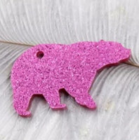 Polar Bear Pink Glitter Acrylic Keyring