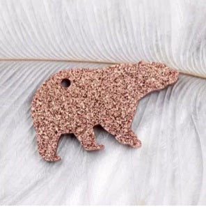 Polar Bear Brown/Pink Glitter Acrylic Keyring