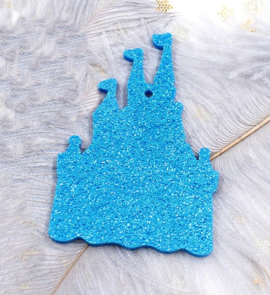 Castle Blue Glitter Acrylic Keyring
