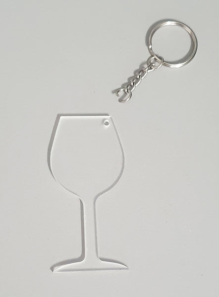 Wine Glass Acrylic Keyring