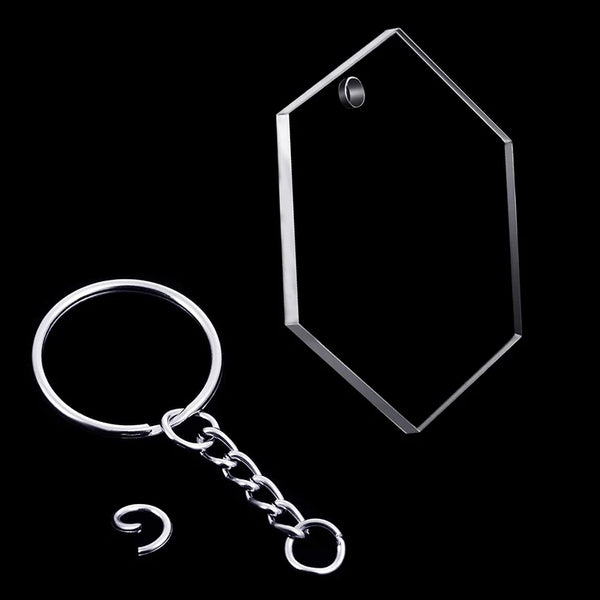 Clear Hexagon Acrylic Keyring