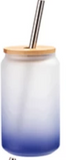 Cola Can Libby Frosted Coloured Glass With Bamboo Lid & Straw 13oz Sublimation Suitable